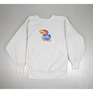 VTG Champion KU Kansas Jayhawks Reverse Weave Sweater Mens XL Crewneck USA Made